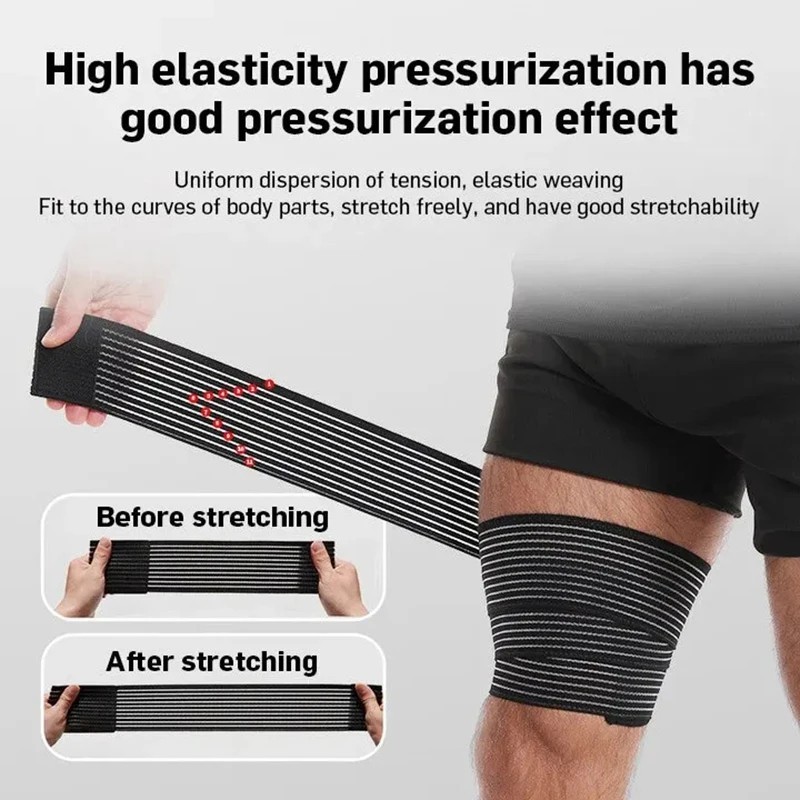 EXTRA LONG ELASTIC KNEE WRAP COMPRESSION BANDAGE – ADJUSTABLE SUPPORT FOR SQUATS