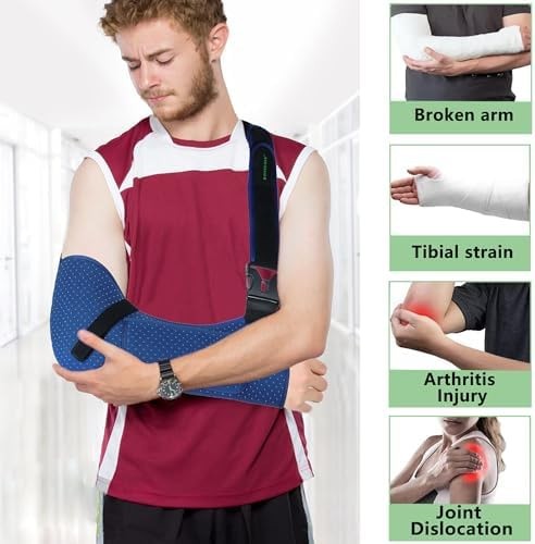KONSEDIK Arm Sling Shoulder Support,Breathable Padded Brace with Pocket&Thumb…