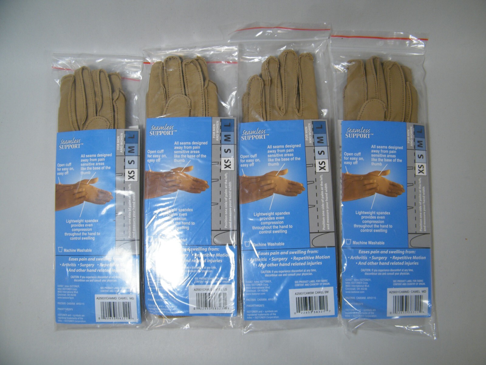 (4) PAIRS ISOTONER THERAPEUTIC GLOVES EASES PAIN & SWELLING S, M, & L