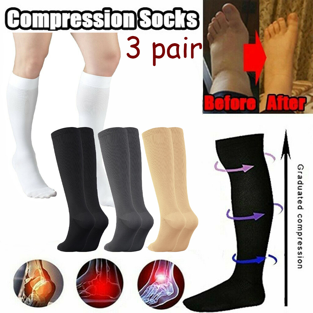 3 pair Winter Compression Stocking Warm Hot Knee High Socks Cover Calf Socks