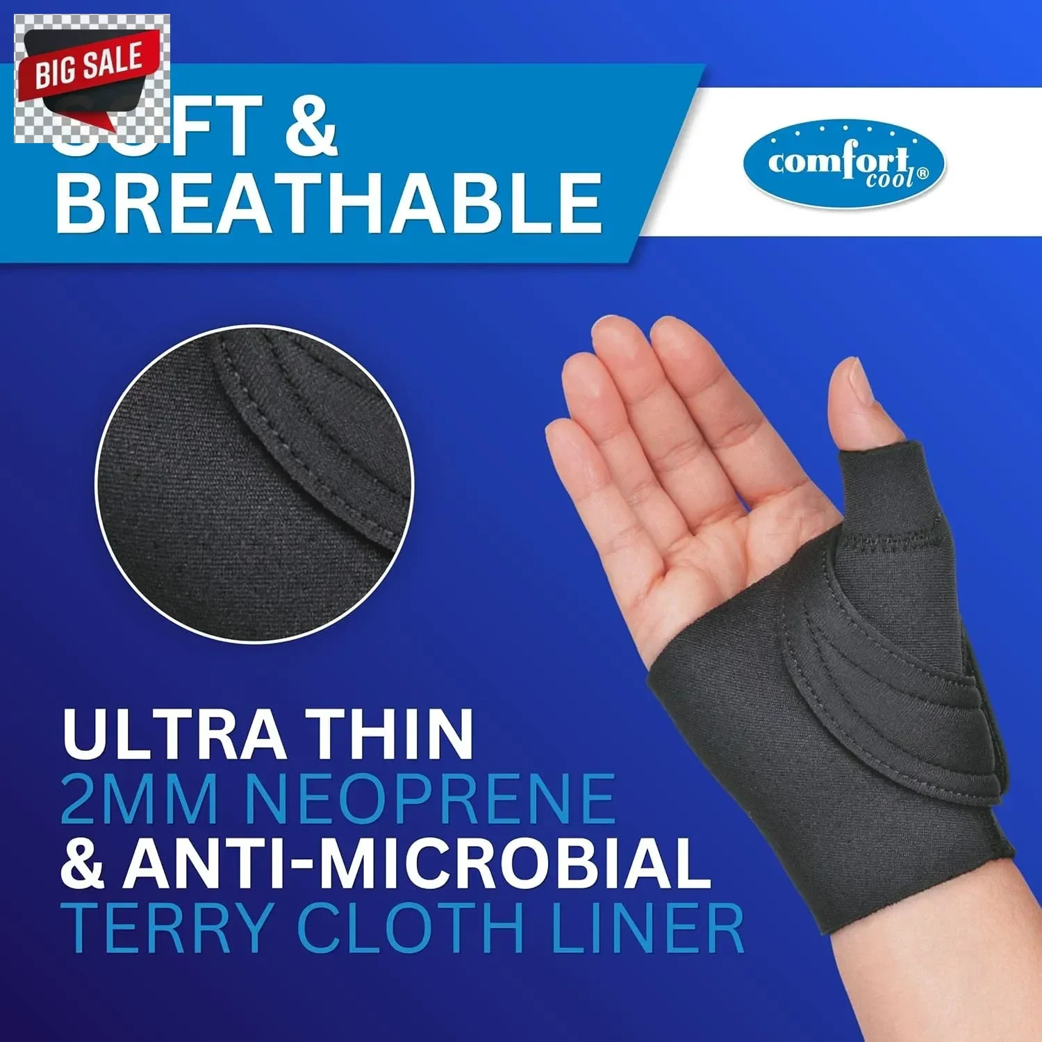 Comfort Cool CMC Thumb Brace – Beige, Left Hand, Large Plus | NC79590 | Breathab