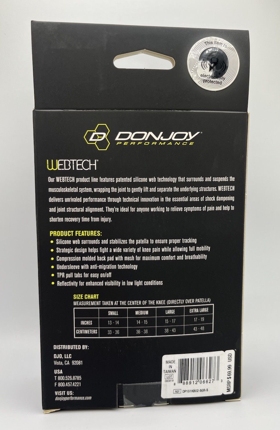 DONJOY PERFORMANCE Webtech Short Knee Brace (Slime Green, Small)