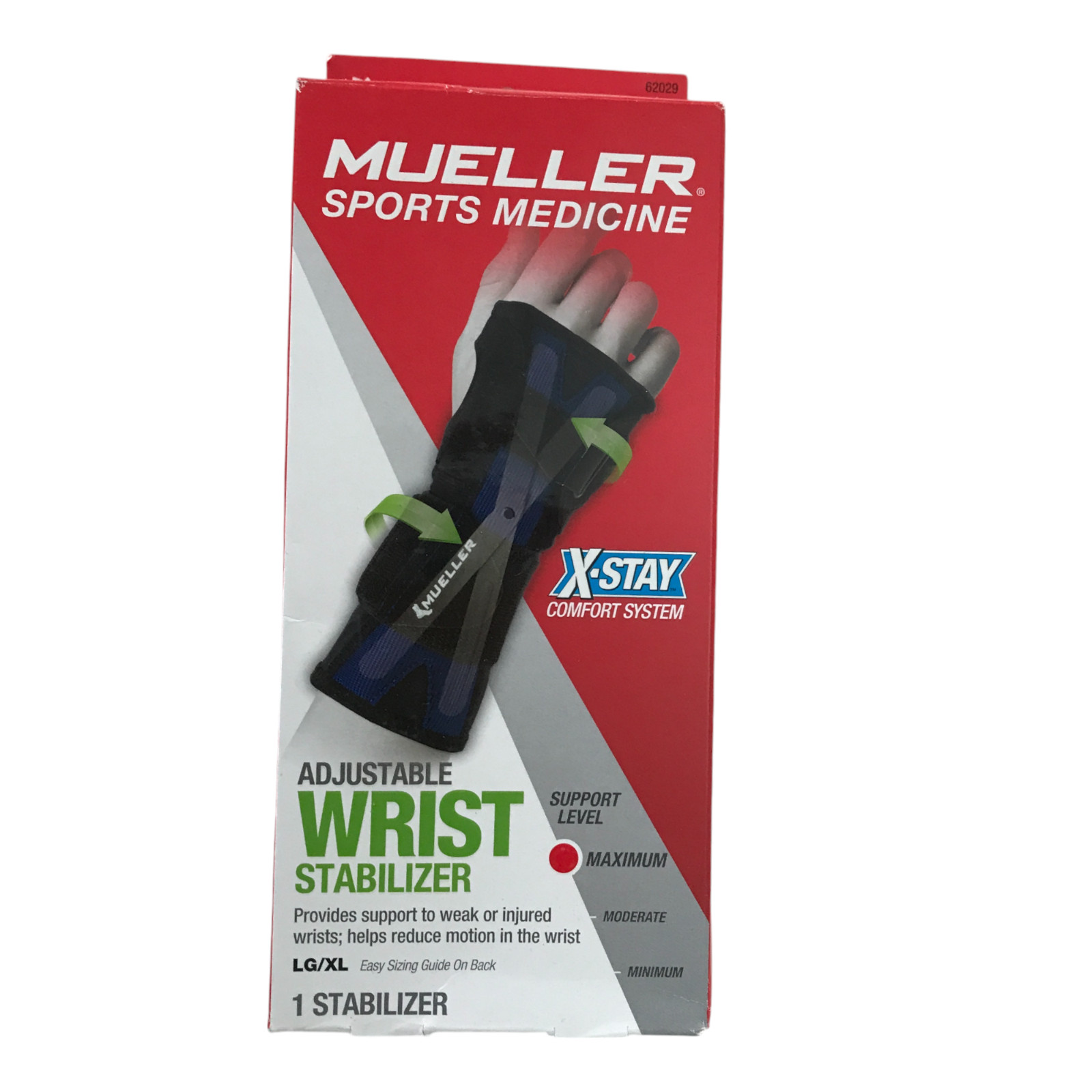 Mueller Wrist Brace Stabilizer Support Adjustable Unisex LG/XL (Black/Blue) 1 PC