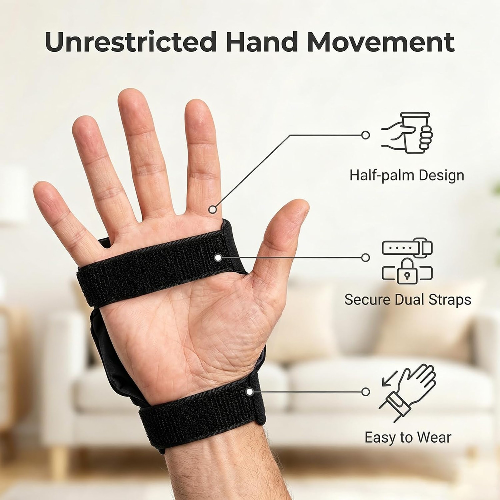Weighted Gloves Adjustable Hand Tremor Support for Hand and Wrist Mobility