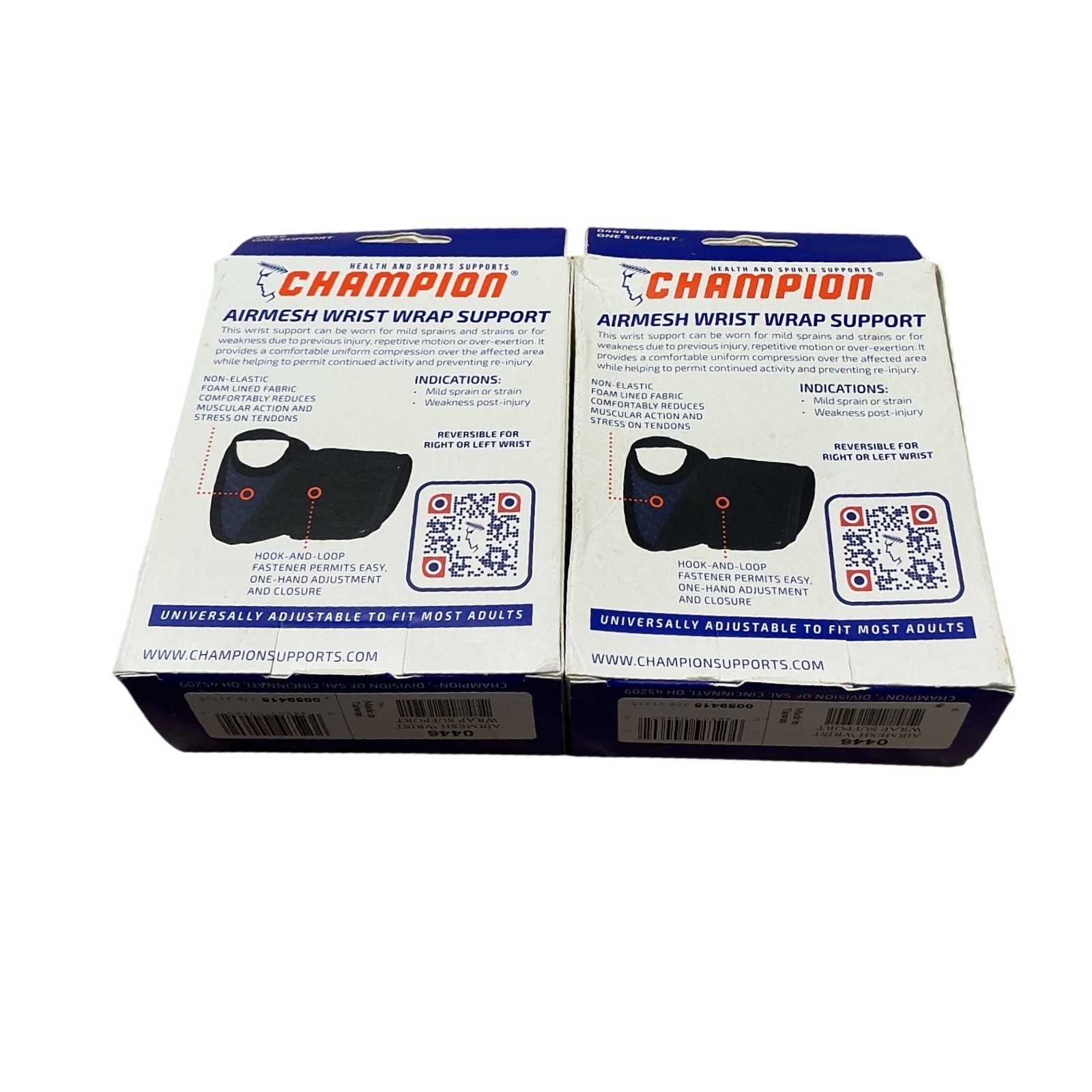 Champion Airmesh Wrist Wrap Support 0446 Black Gray Reversible 2 Pack New