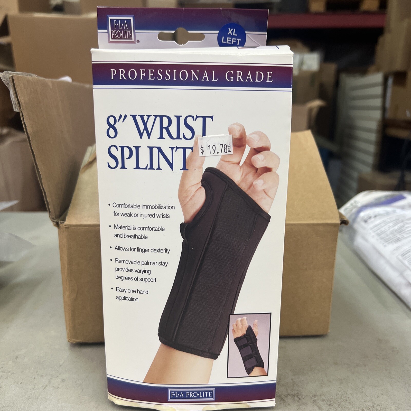 F-L-A Pro Lite 8″ Left Wrist Splint Brace Size XL Professional Grade NIB