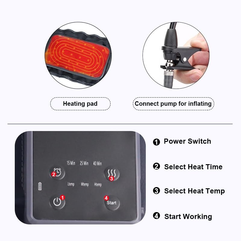 Cordless Heating Decompression Back Belt for Lower Back Pain Relief, Inflatable