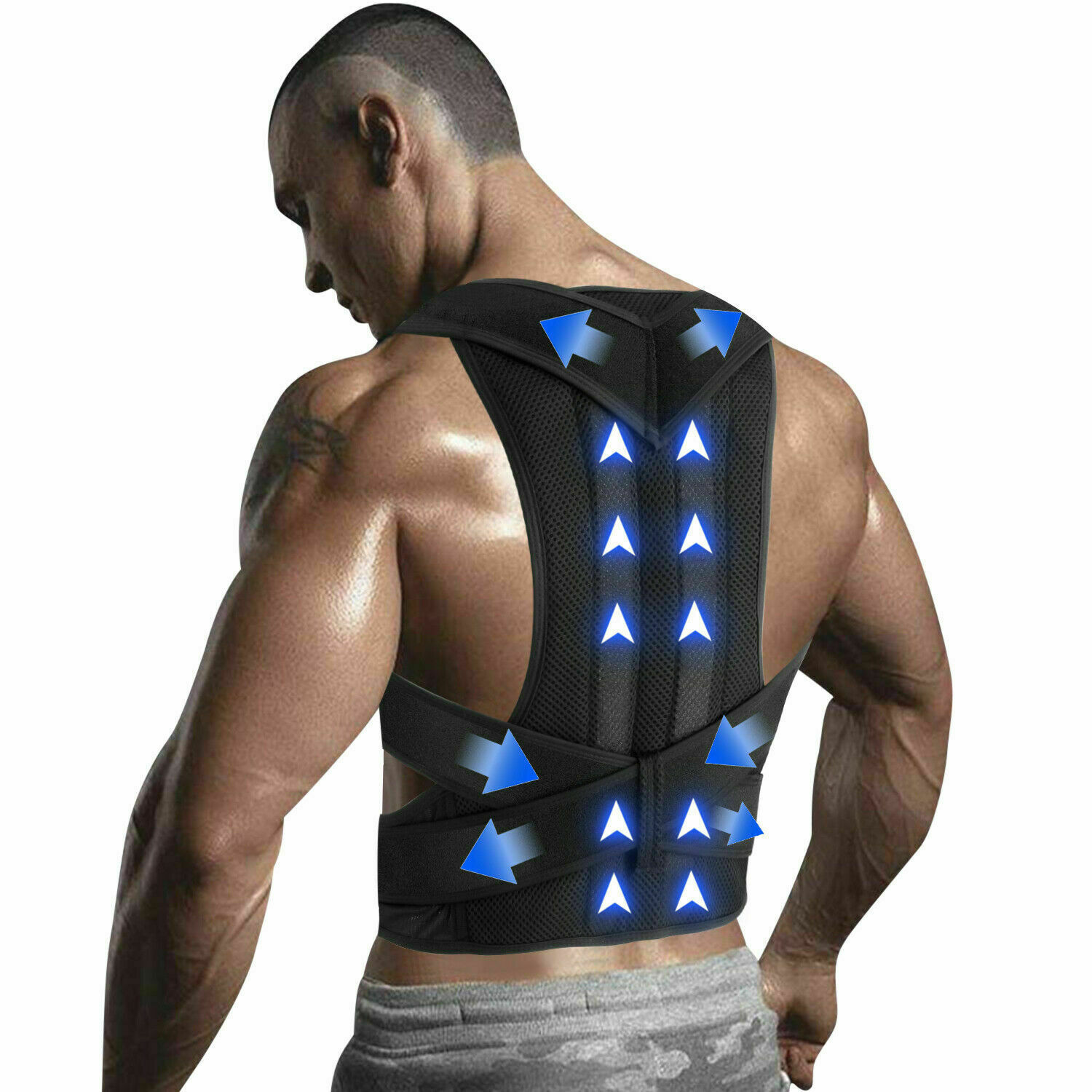Posture Corrector Adjustable Back Brace for Kyphosis HunchBack Round Shoulder US