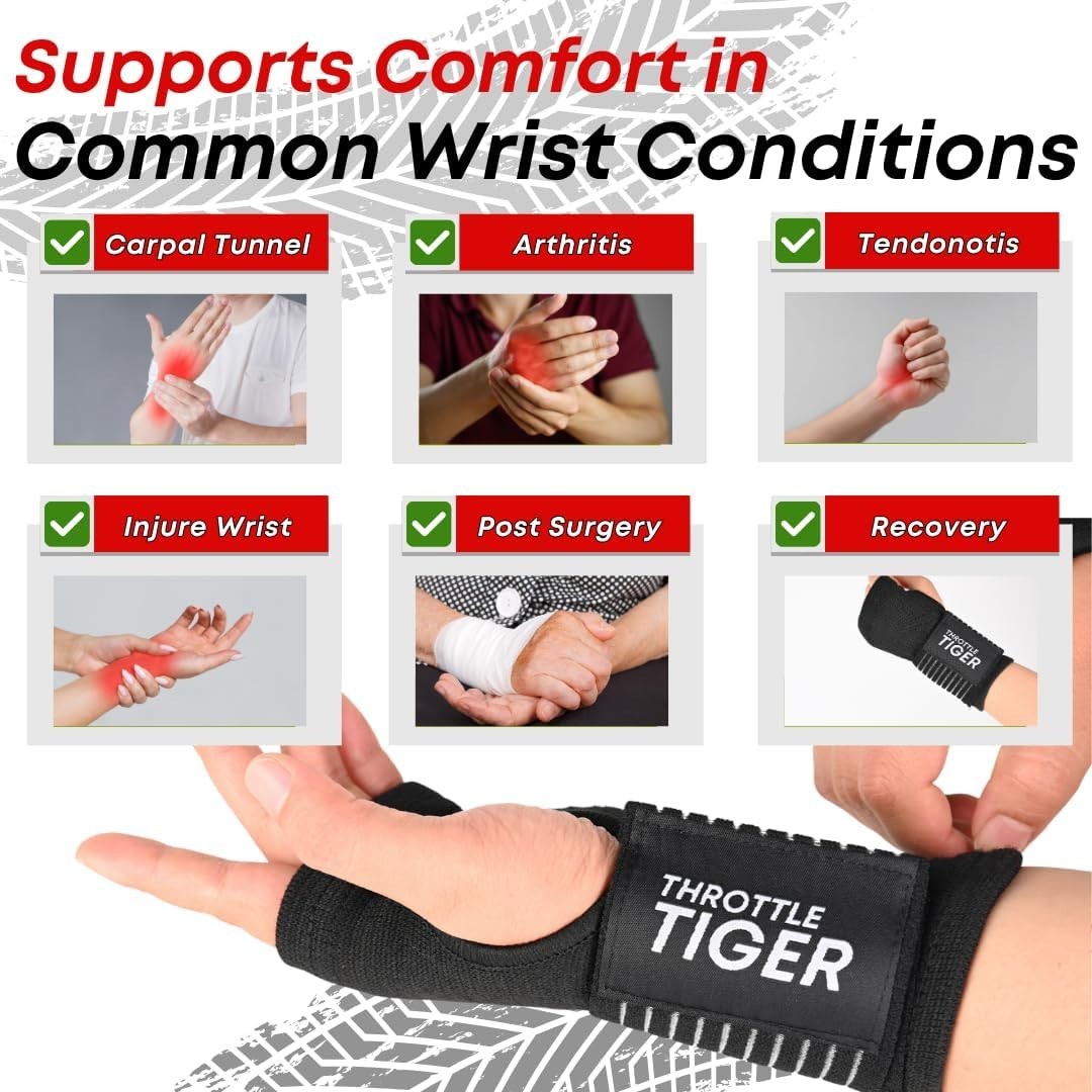 Adjustable Motorcycle Wrist Brace Wraps for Bikers – Pain Relief & Vibration Abs