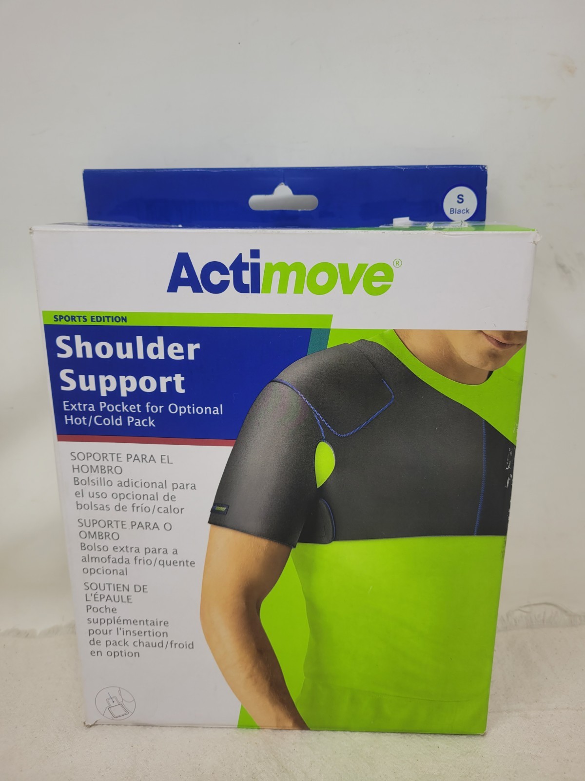 Actimove Shoulder Support Small Black Extra Pocket for Optional Hot/Cold Pack