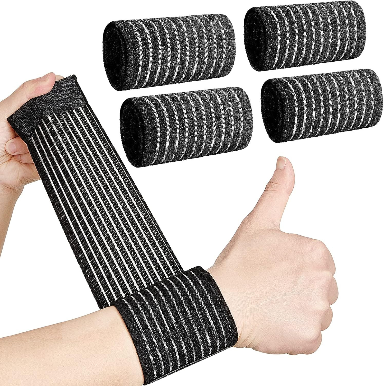 4 Pieces Wrist Brace Bands Wrist Compression Strap Tennis Support Wrap Adjustabl