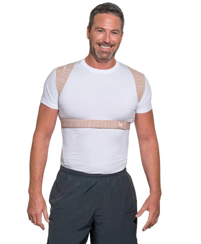 BackEmbrace Posture Support Back & Shoulder Brace Strap, Beige, Size M/L unisex