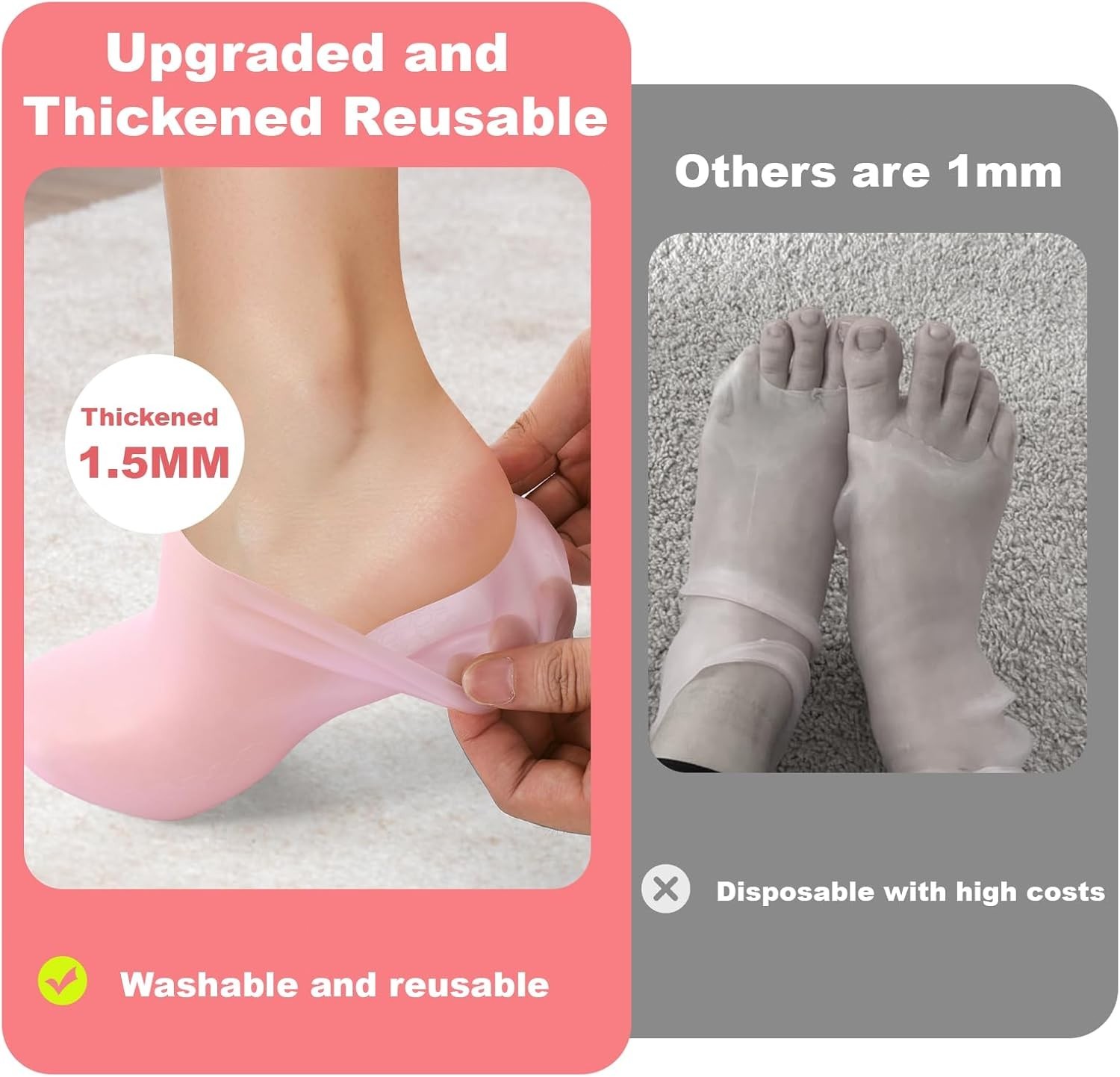2 Pcs Silicone Foot Socks For Women Moisturizing Socks Foot Care Protector US