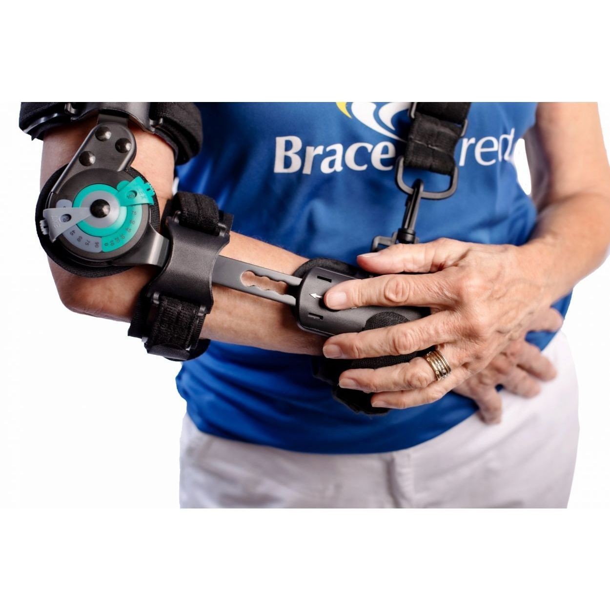 Adjustable Post-Op Rehabilitation ROM Elbow Brace with Shoulder Sling Stabilizer