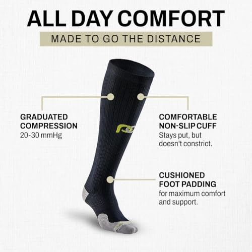 PRO Compression Running Marathon Unisex Adult Black Knee High Socks