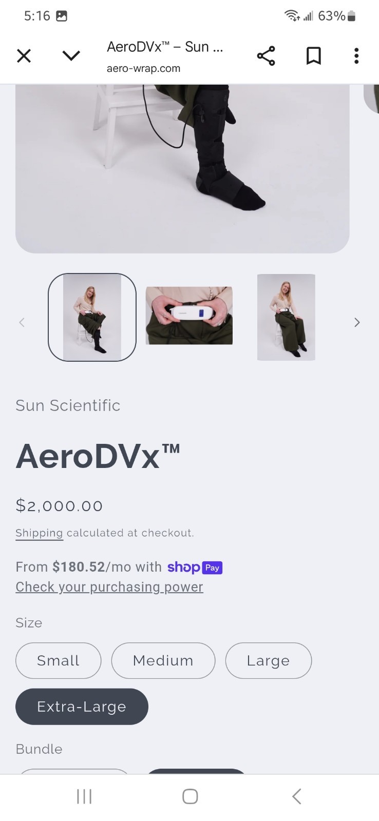 Sun scientific Aero Dvx Dual Bilateral Air Compression Leg Massager X-large Wrap