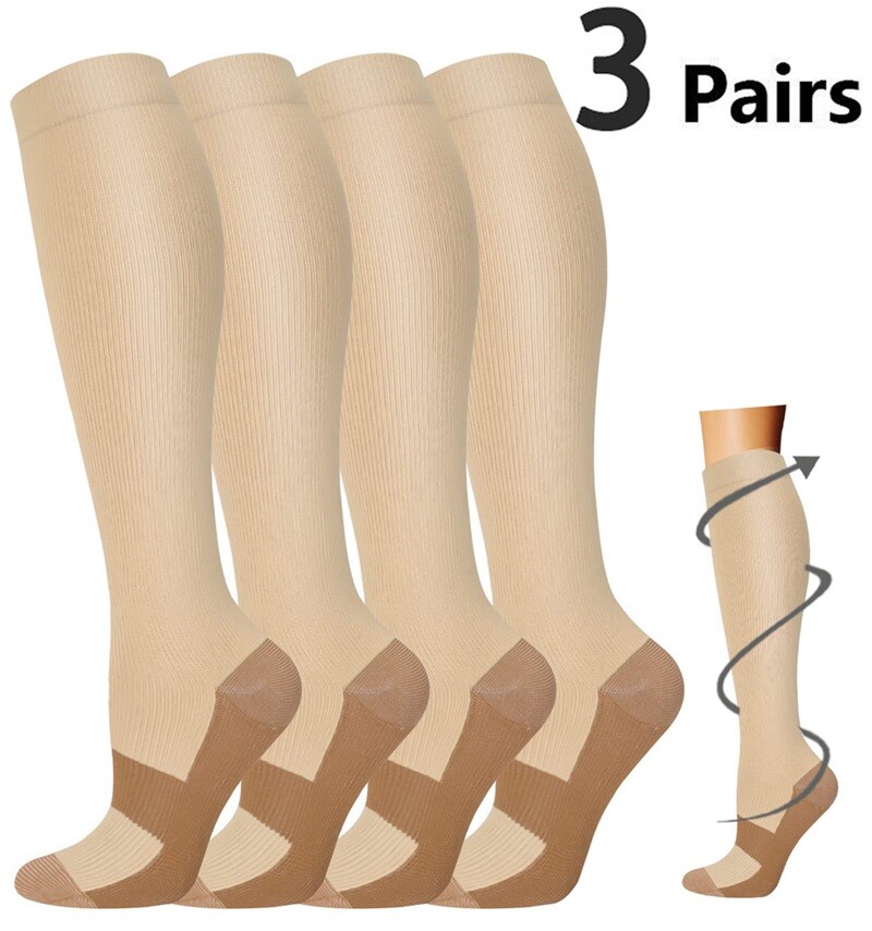 Super Soft Compression Socks Stockings 3 Pairs 20-30 mmhg Moderate Graduated US