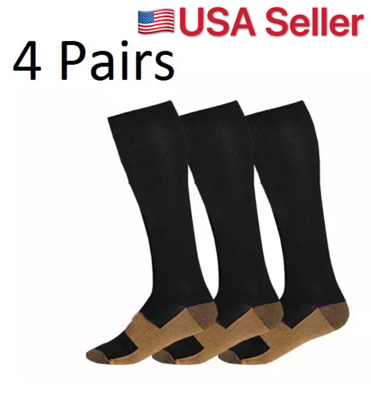 (4 Pairs) Compression Socks Stockings Graduated Support Men’s Women’s S-XXXL