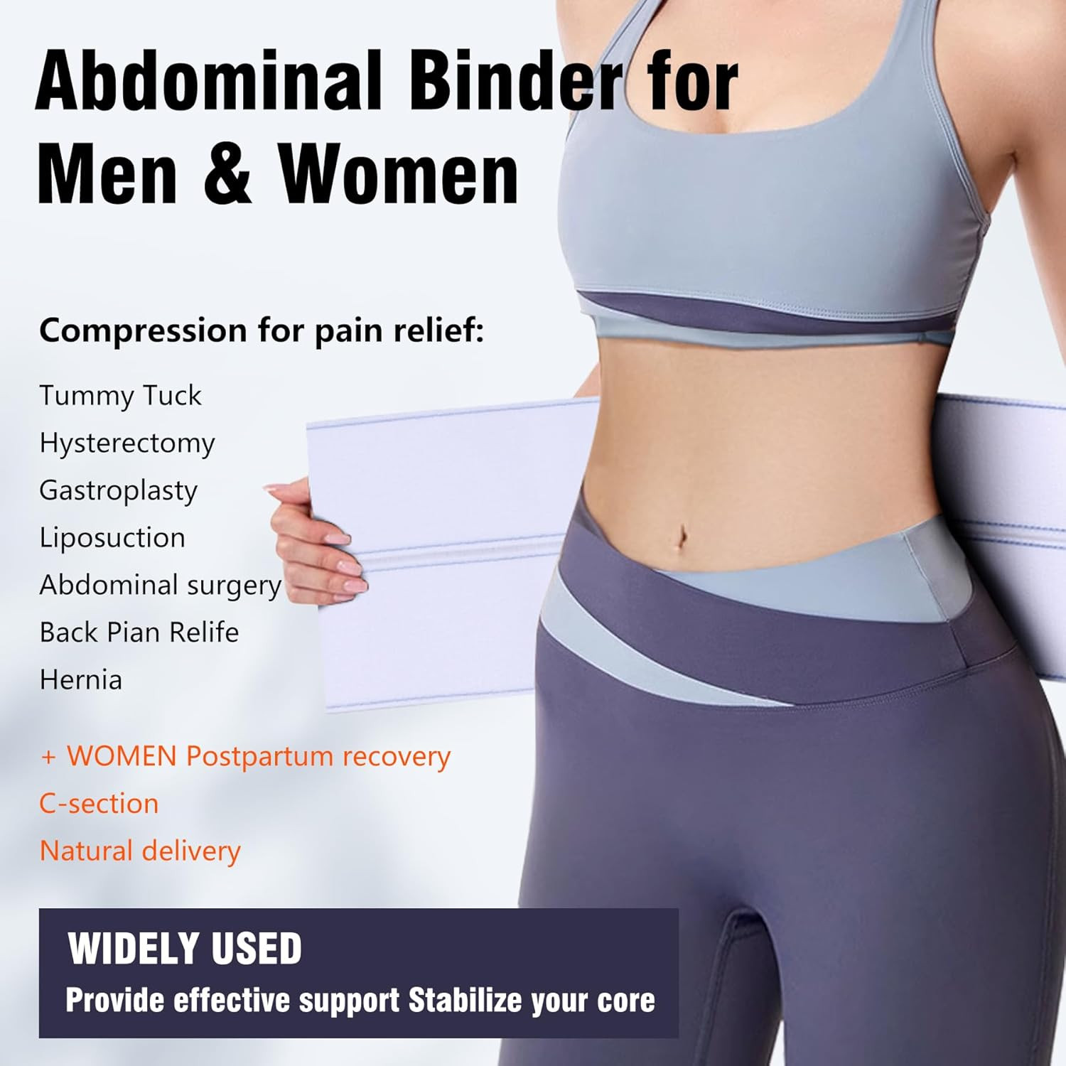 Elastic Universal Post Surgery Abdominal Binder Lower Waist Support Belt Medium