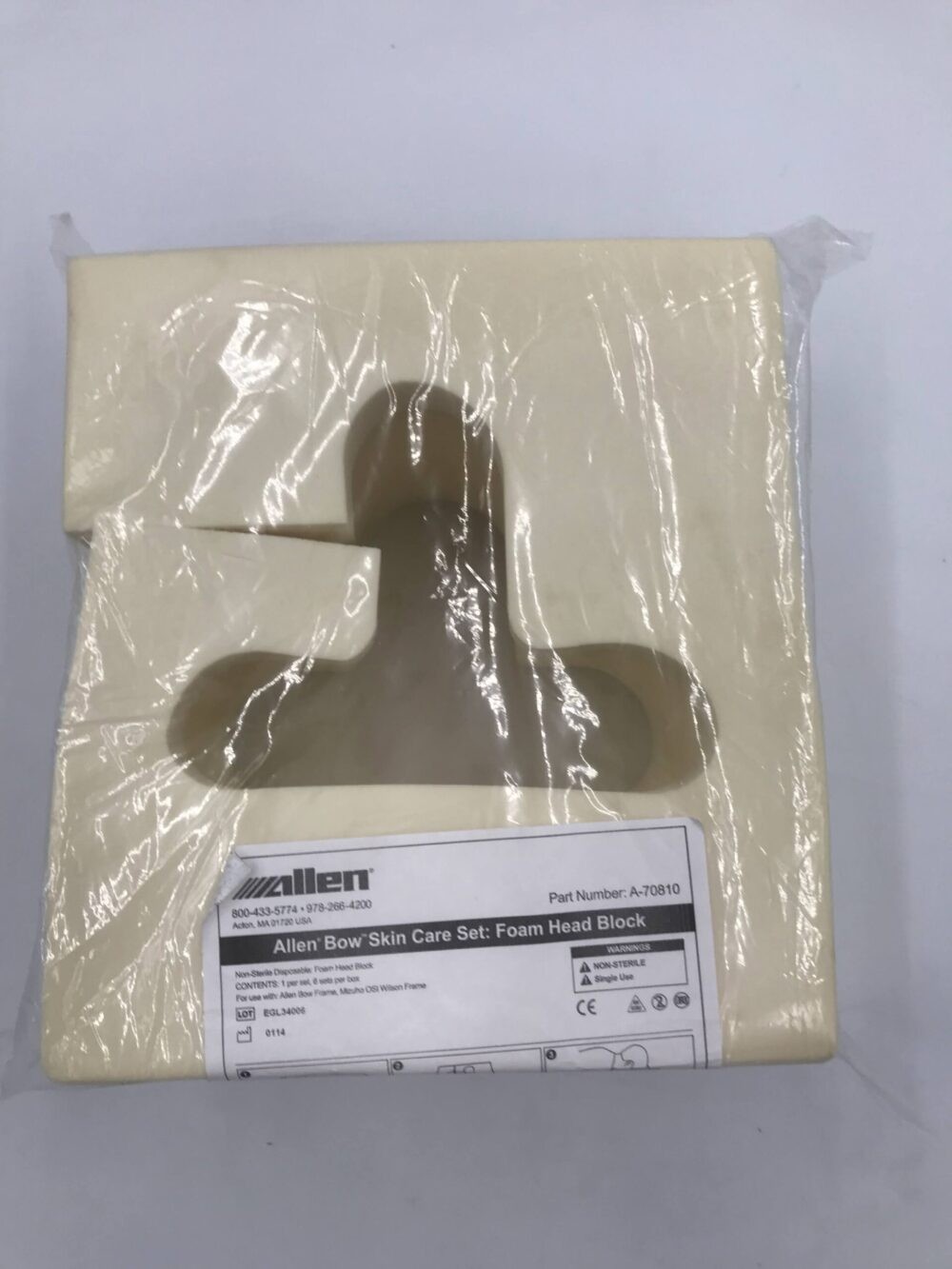 Allen Medical A-70810 Bow Skin Care Set Foam Head Block Positioning Pad