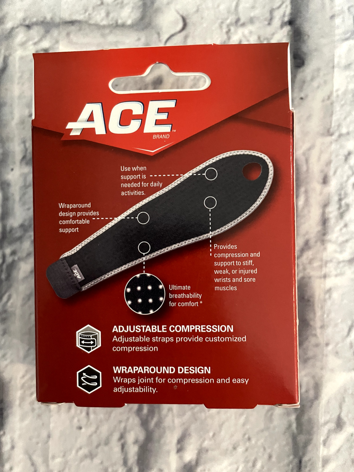 Ace Wrist Brace Support Adjustable Compression Odor Resistant Semi Soft 1 ct