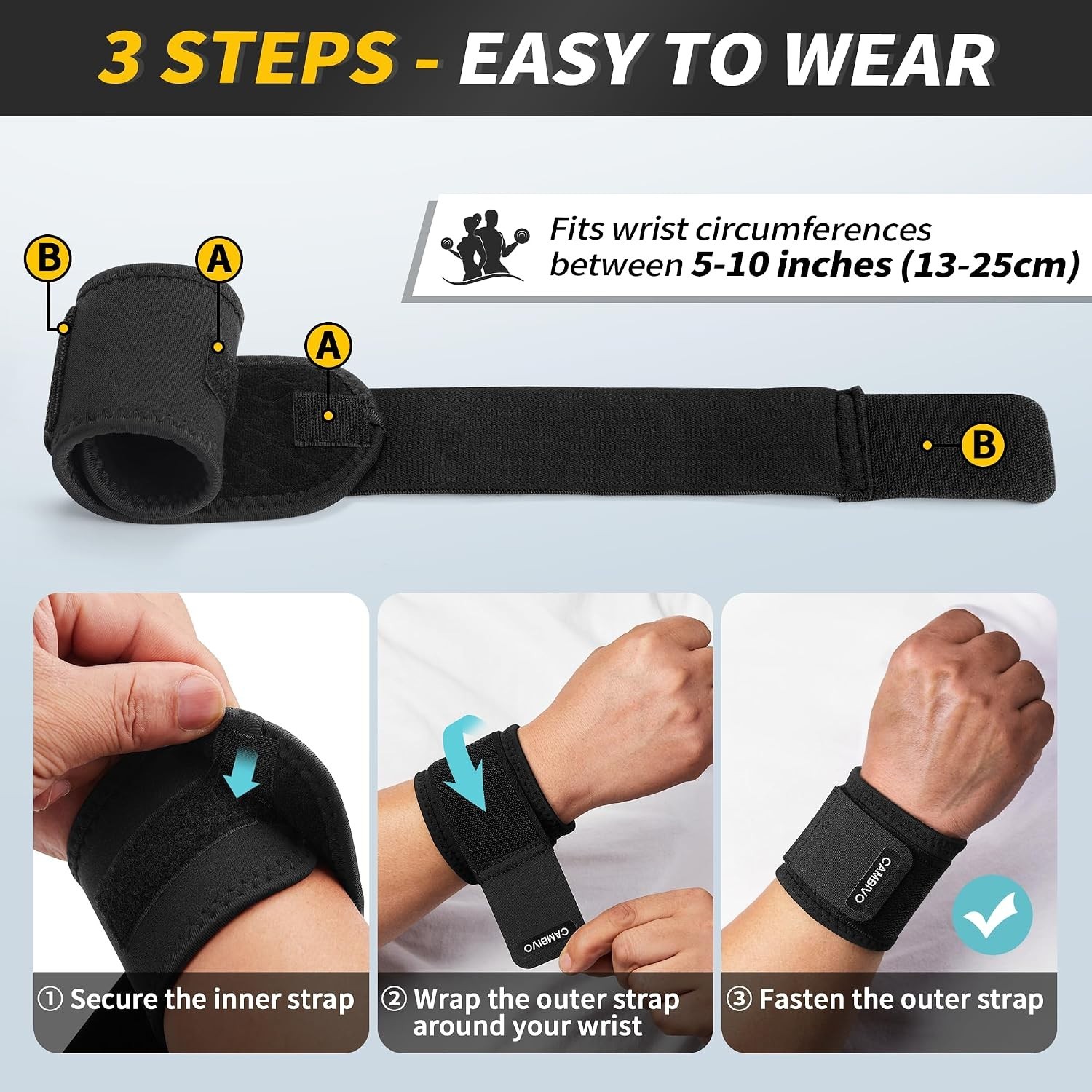 2-Pack Adjustable Wrist Brace for Carpal Tunnel Relief – Both Hands Support