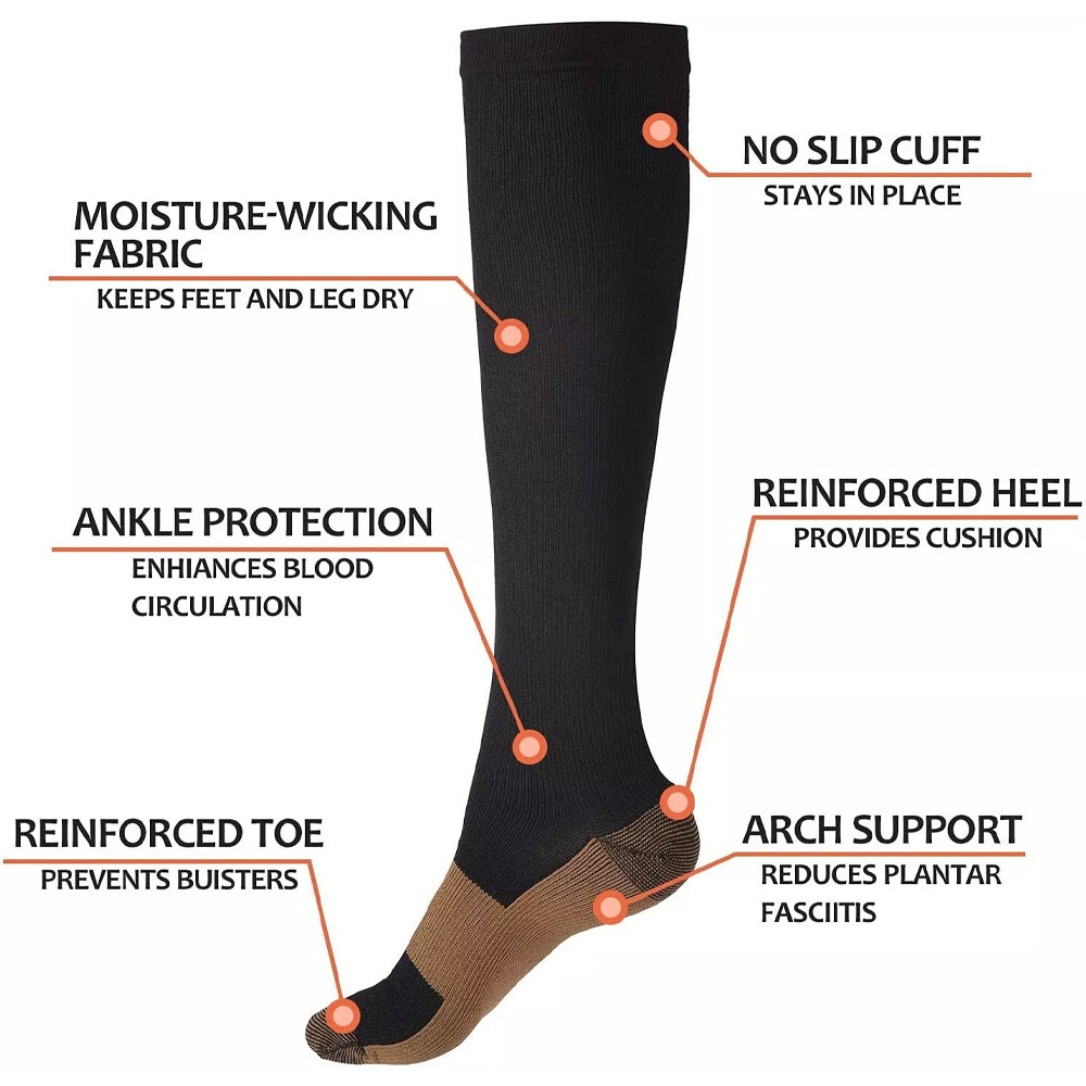 Physix Gear Compression Socks Support Stretch Plantar Fasciitis Pressure Socks