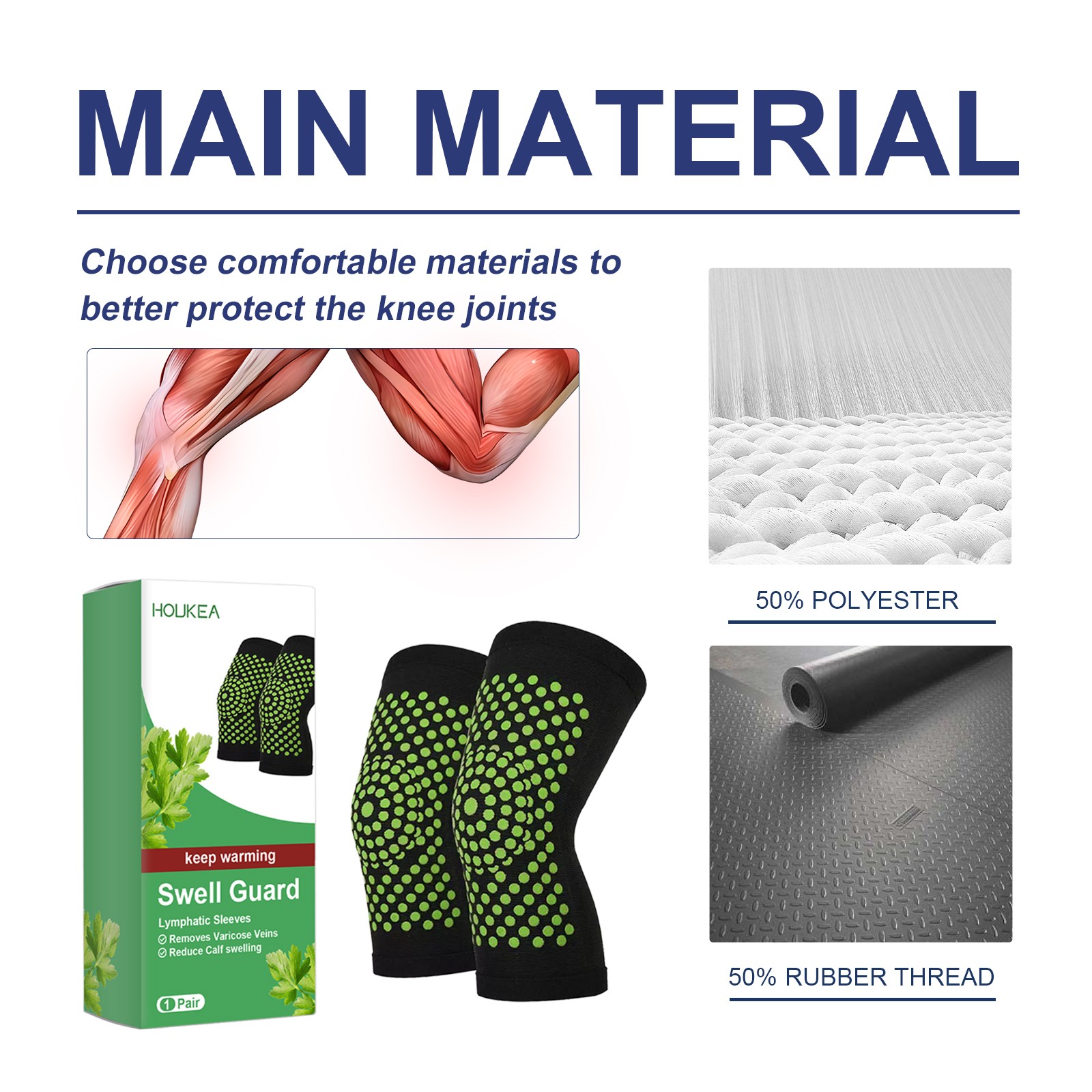Self Heating Leg Sleeve Compression Wrap for Muscle Relief & Lymph Support
