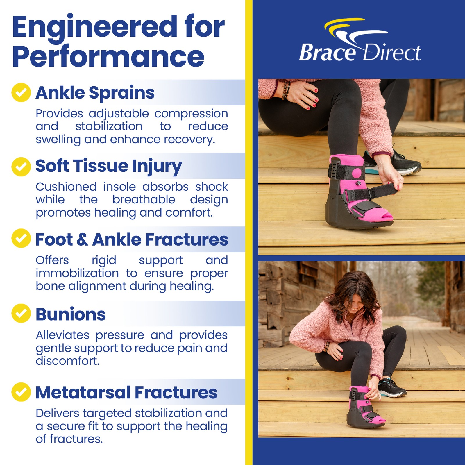 Womens Short Air Walker Boot in Pink – CAM Boot for Ankle and Foot Injuries