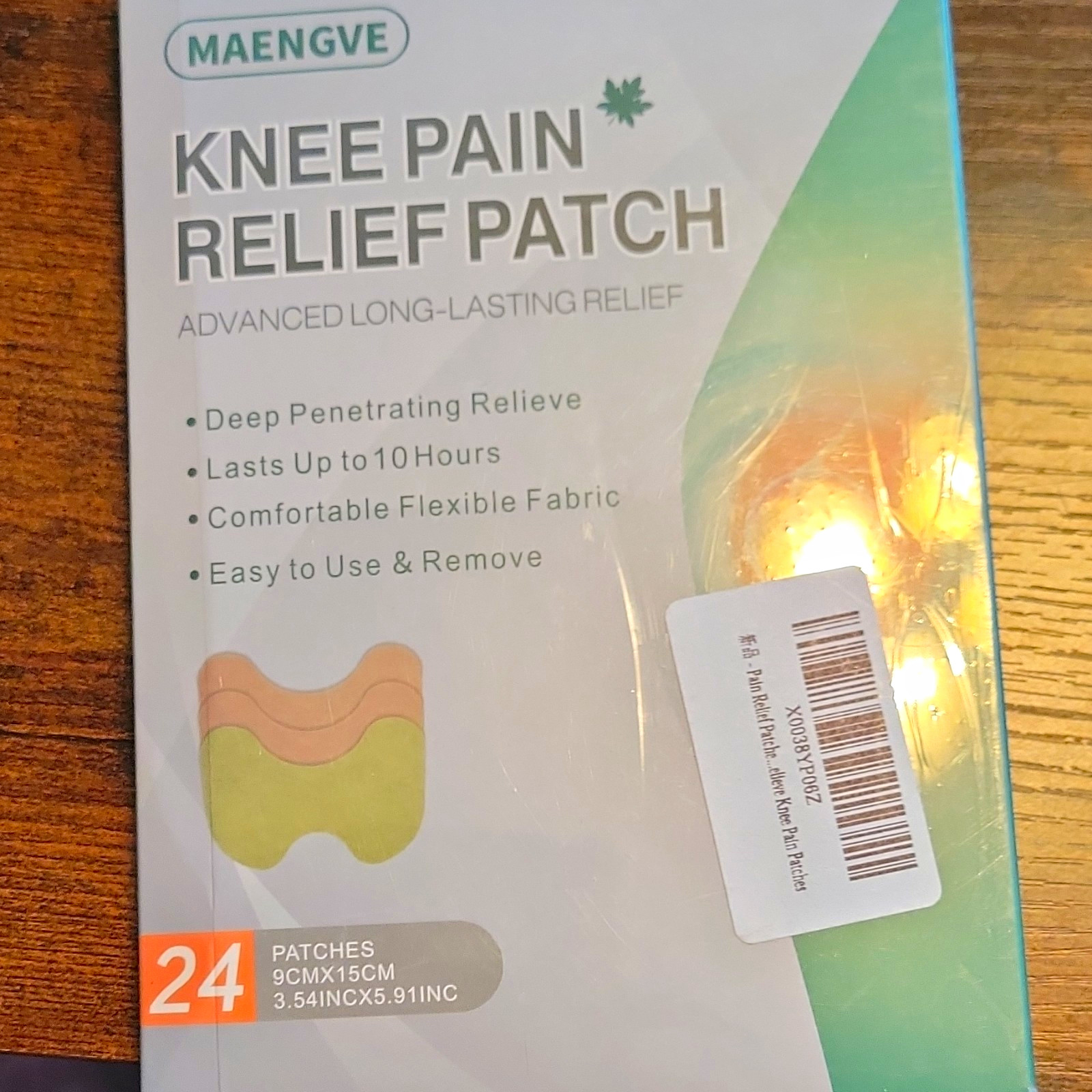 MAENGVE Knee Pain Relief Patches for Knee, 24 Count, 9cm x 15cm