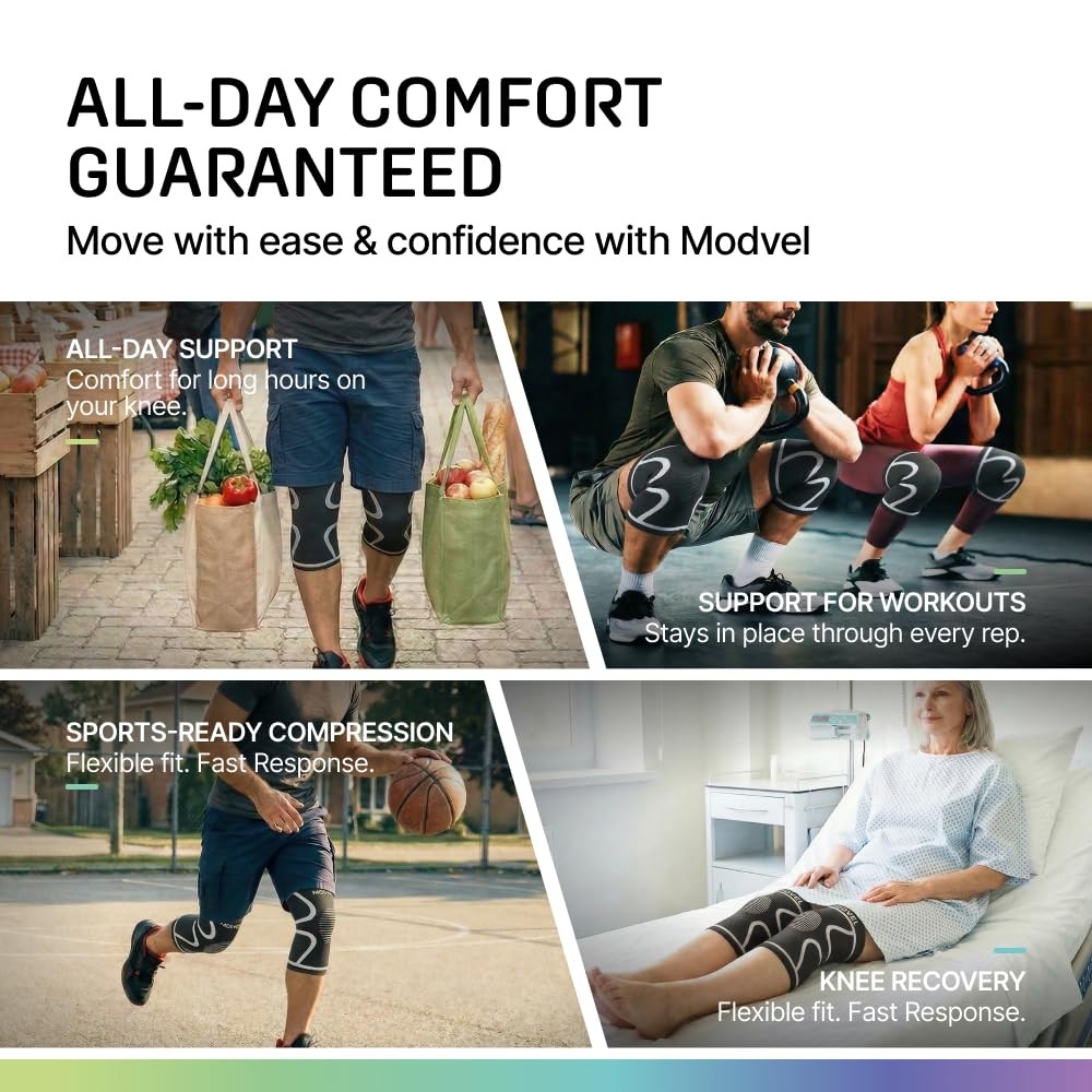 Modvel Knee Brace Black/White Large Set A 2 Pack