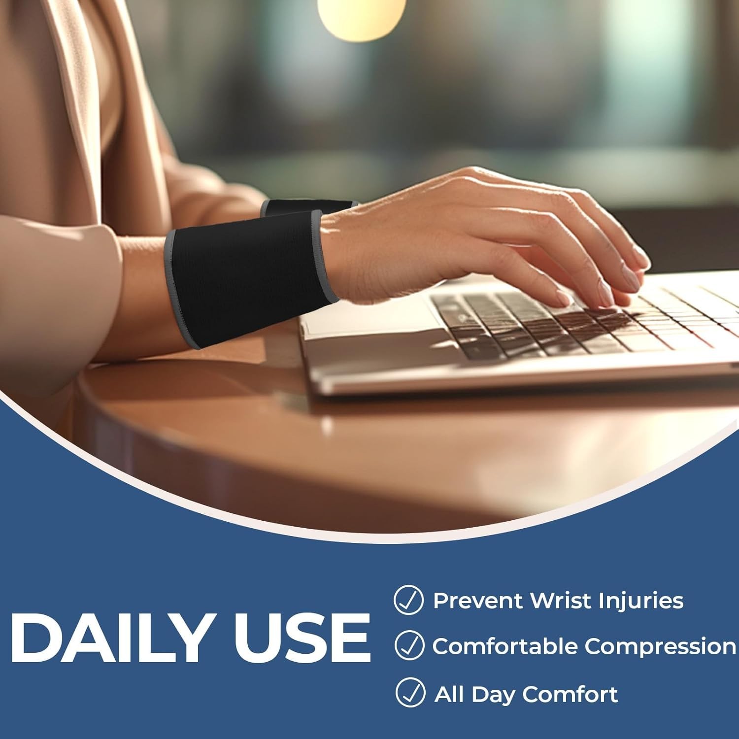 Lightweight Elastic Wrist Support Sleeve in Black – Ideal for Sports & Training