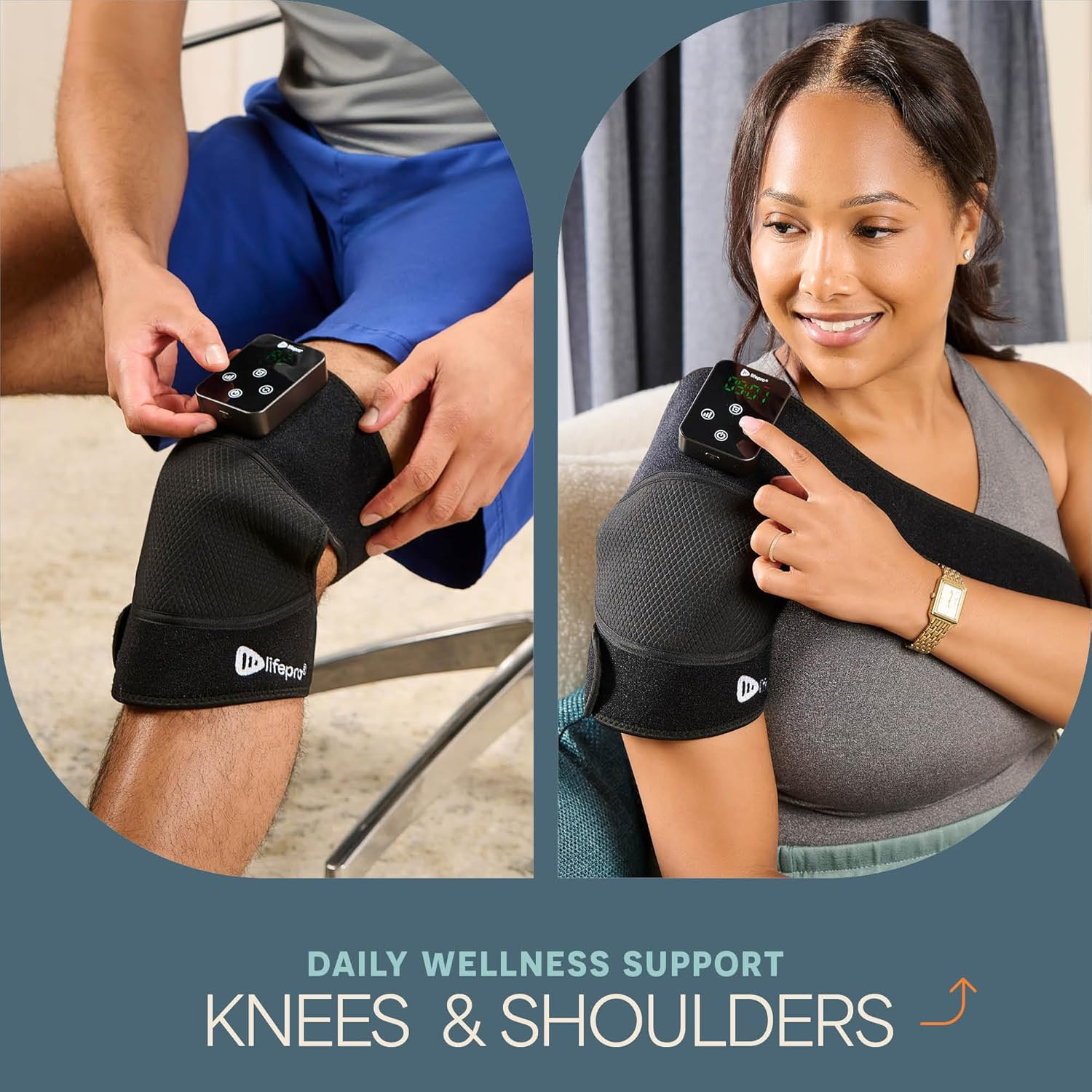 – Red Light Therapy for Knee Brace – Portable Knee Massager with 660Nm Red & 850