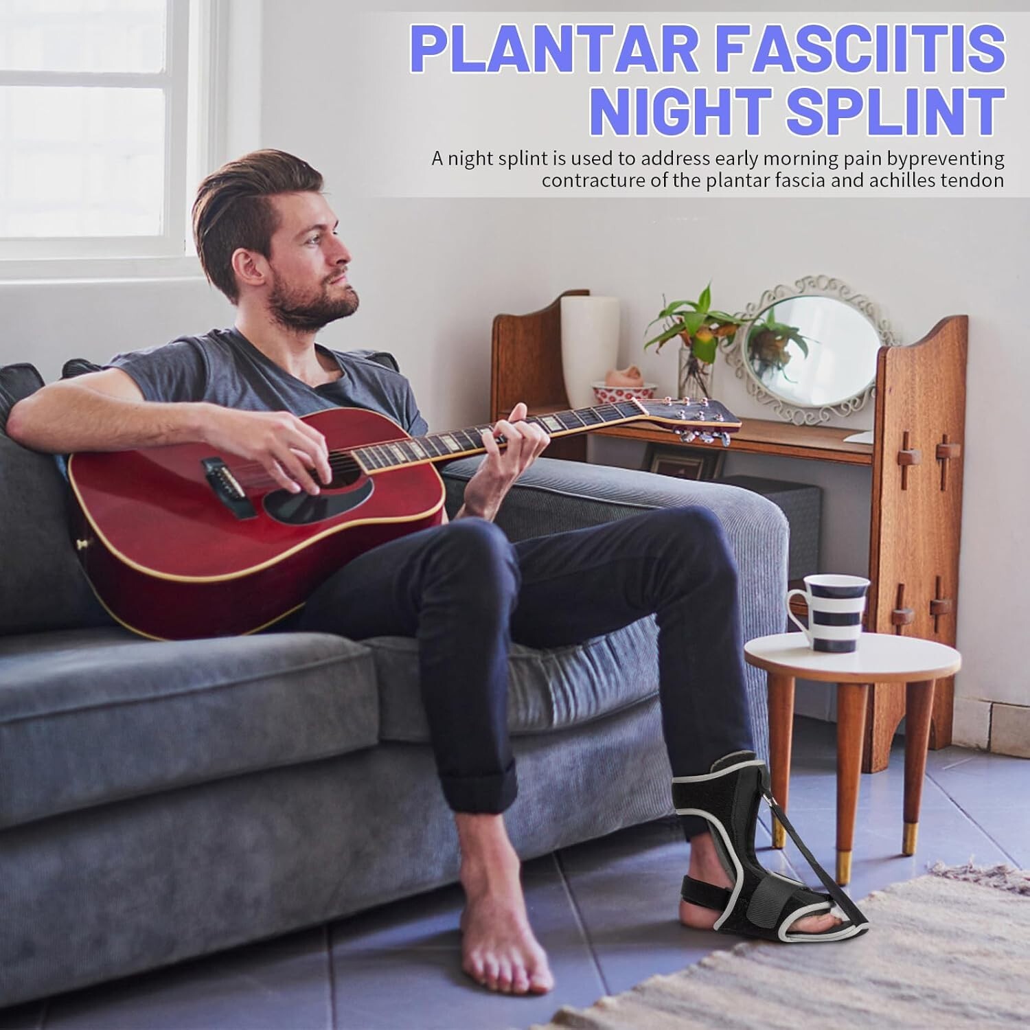 Foot & Ankle Brace Support Toe Pain Plantar Fasciitis Night Splint Adjustable