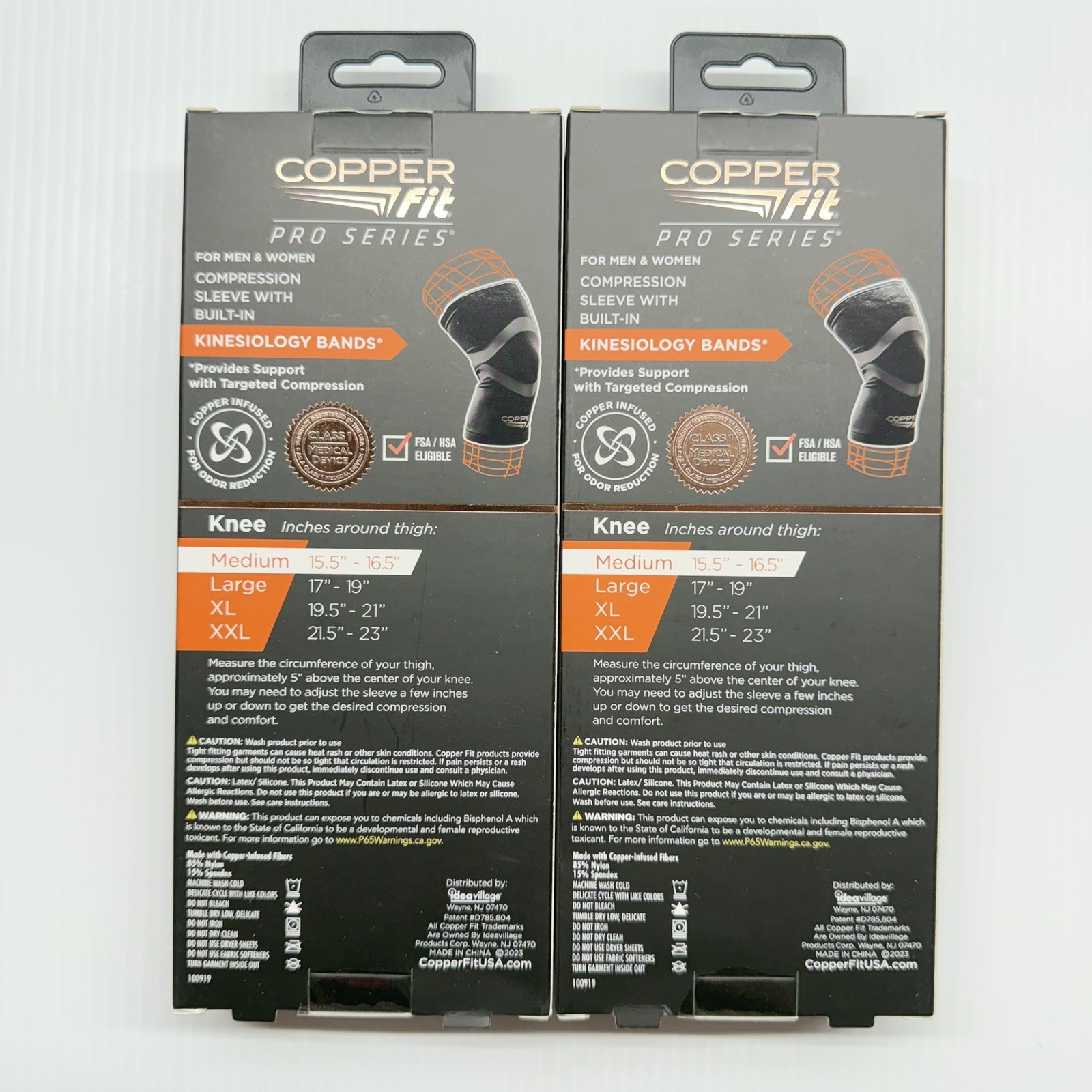 2X Copper Compression Knee Sleeve PRO SERIES Built In Kinesiology Bands Medium