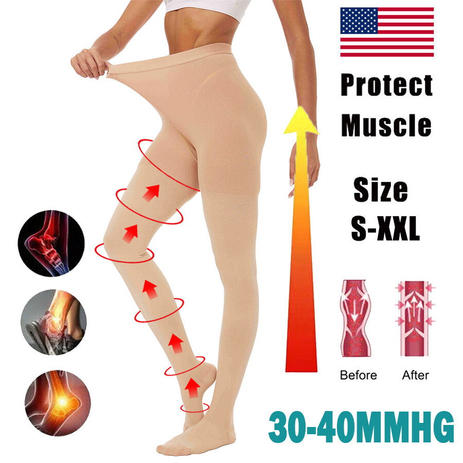 Opaque Compression Pantyhose 30-40 mmHg Moderate Support Stockings Hosiery