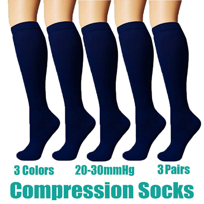 3Pairs Compression Stockings For Women Men Firm Support 15-20 mmHg Medical Socks