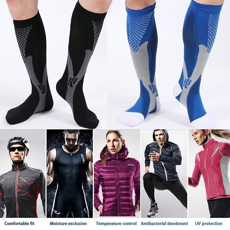 5 Pairs 30-40 mmHg Compression Socks – Knee High Support for Running & Sports