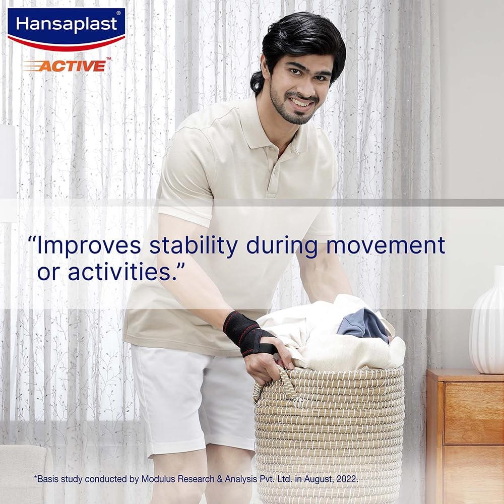 Hansaplast Active Wrist Support – One Size Neoprene for Pain Relief & Stability