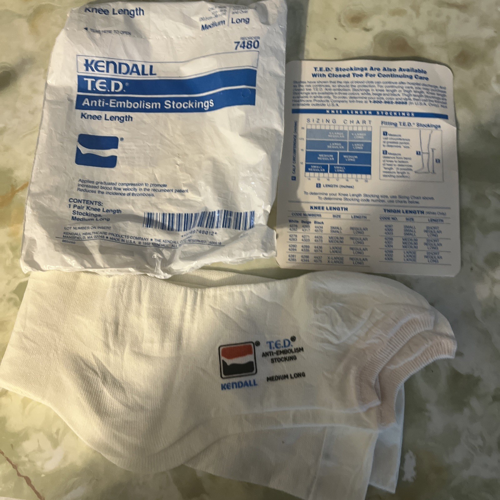 New Pair Kendall TED Knee Length Anti Embolism Stockings Medium/Long