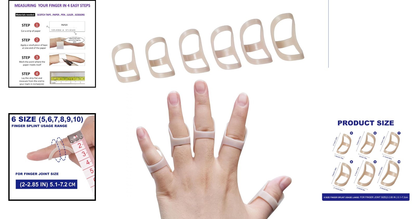 Durable 6-Pack Trigger Finger Splints – Comfortable & Waterproof Design
