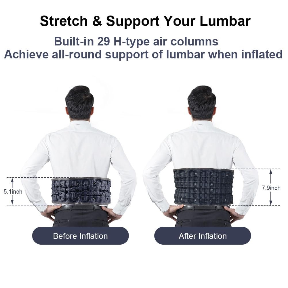 Cordless Heating Decompression Back Belt for Lower Back Pain Relief, Inflatable