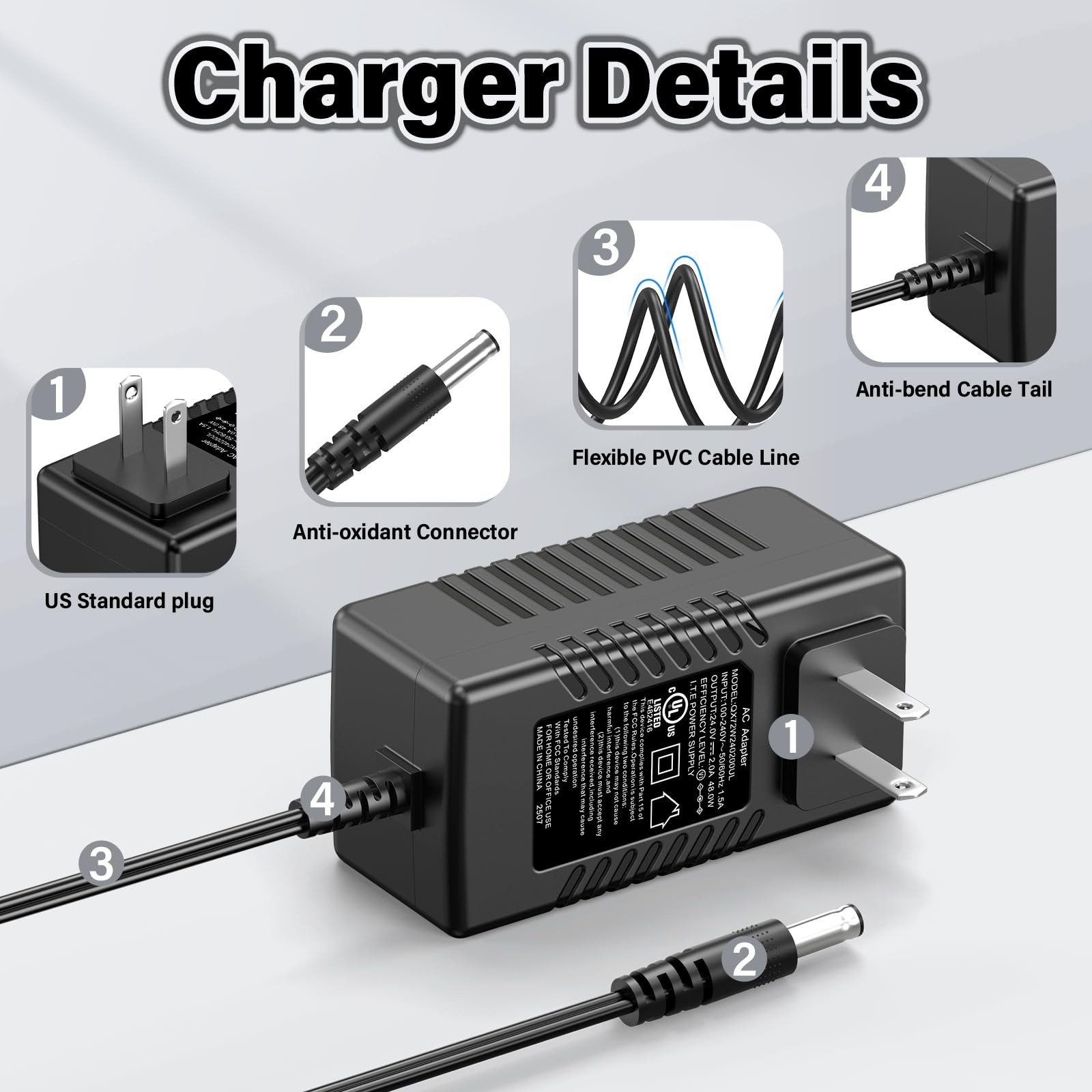 24V Leg Exerciser Charger Replacement Fit for LegXercise Ellipse Motorized…
