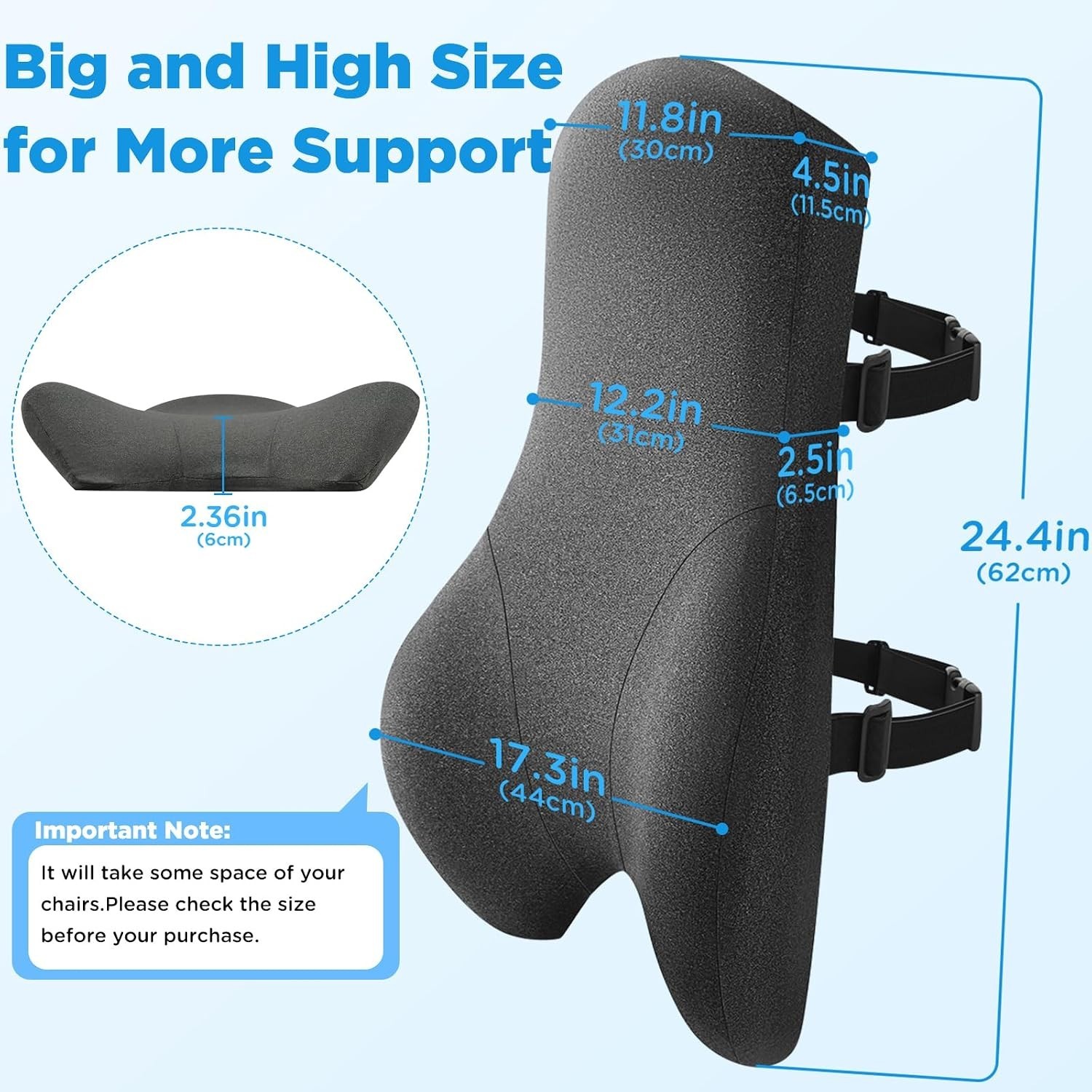 Teemour High Back Support Pillow Memory Foam Lumbar Office Gaming Chair