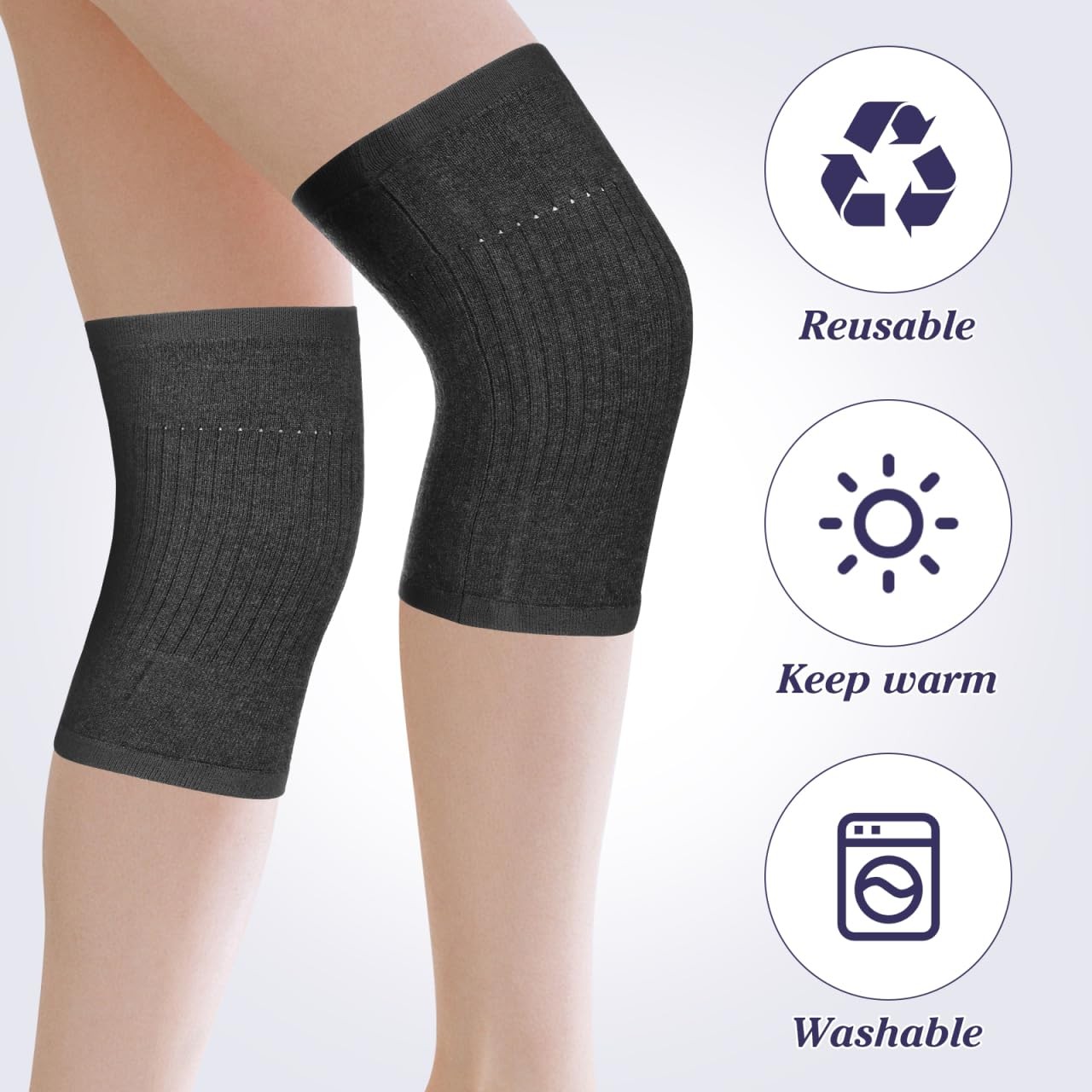 Wool Brace Pad Warm Cashmere Kneepad Thermal Leg Sleeve Non-slip Kneecap Knee…