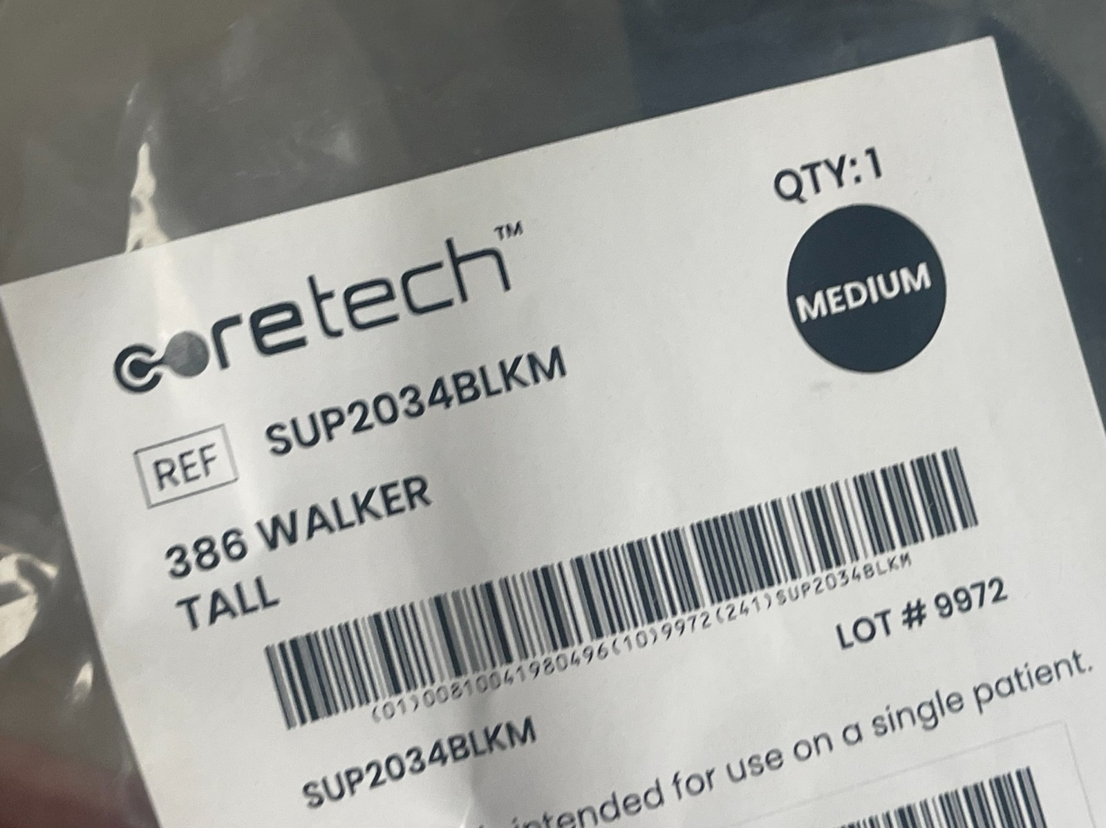 Coretech 386 Walker Tall Boot Black M Orthopedic Fracture Brace SUP2034BLKM