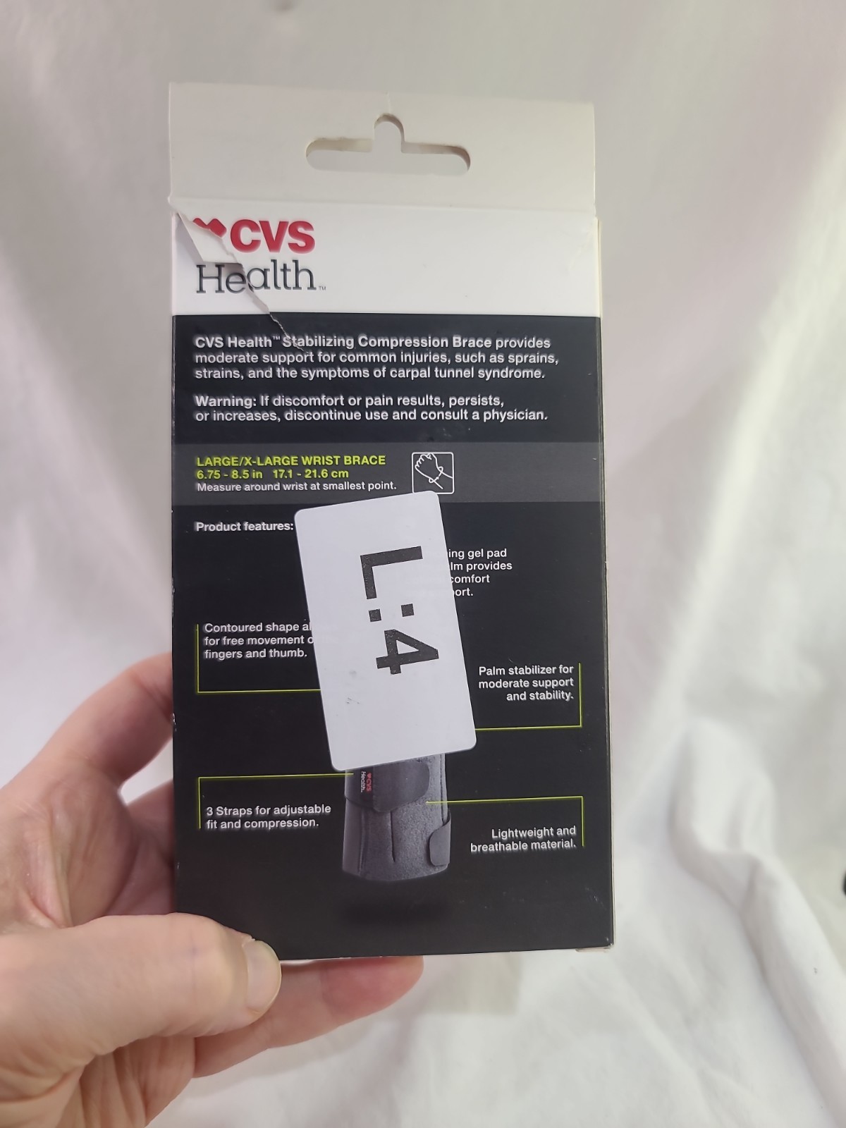 CVS Health Left Wrist Stabilizing Compression Brace LG/XL