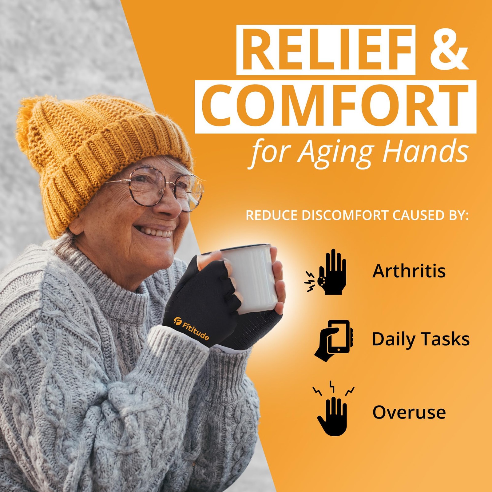 Half Finger Compression Gloves with Copper Infusion for Arthritis Pain Relief…