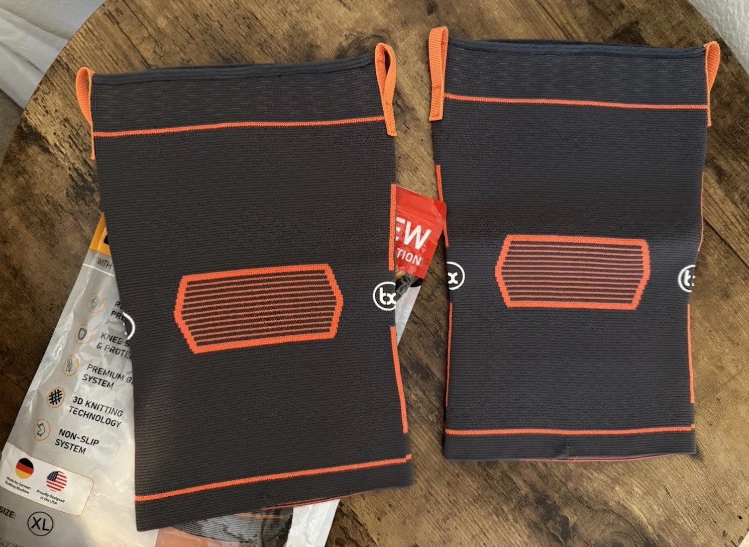 bareflex Elite Knee Brace Pair XL Gray/Orange Knee Support Compression
