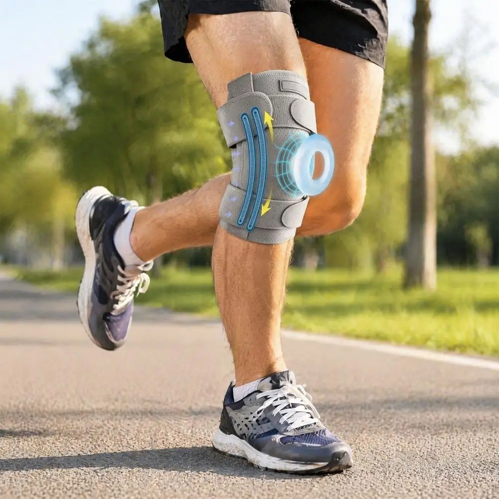 Adjustable Knee Brace with Stabilizers and Gel Pad for Pain Relief